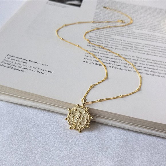 18K Gold On 925 Sterling Coin Pendant Necklace - Picture 6 of 9